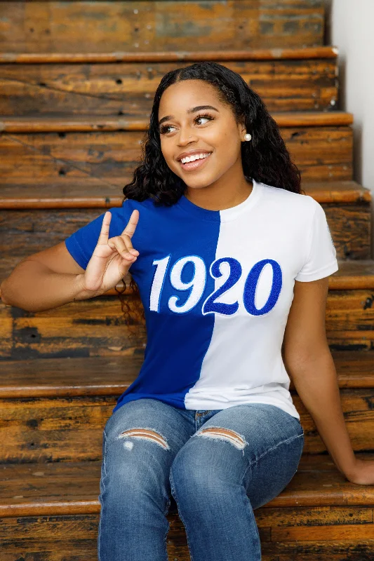 Half/Half Blue & White 1920 Chenille Tee