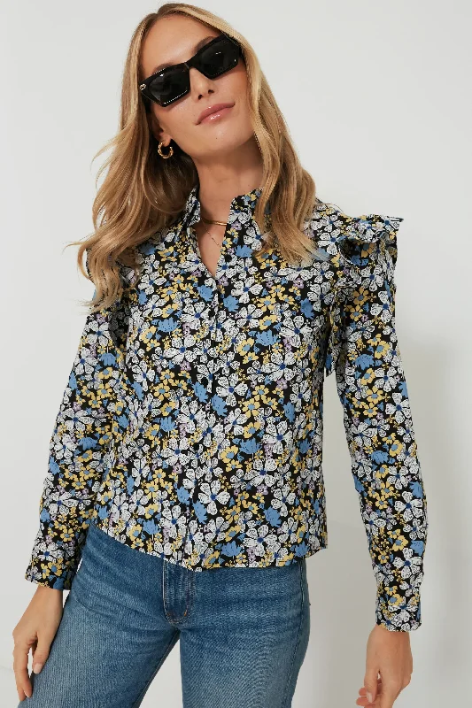 Blue & Yellow Floral Primrose Blouse