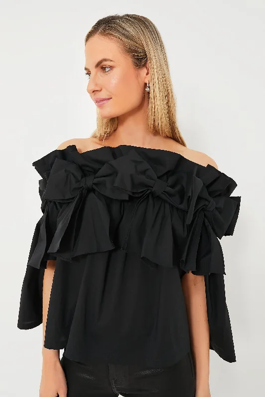 Black Bows Off the Shoulder Linden Blouse