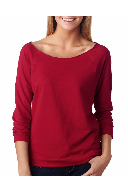 Next Level Womens French Terry 3/4 Sleeve Wide Neck T-Shirt - Cardinal Red - Closeout