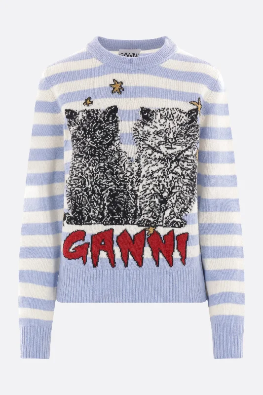 Graphic Cats wool blend sweater