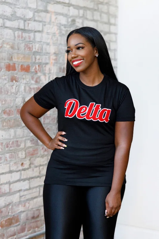 Black Delta Chenille Tee