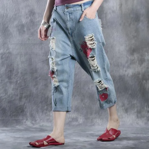 Ripped Jeans plus size denim pants  fall