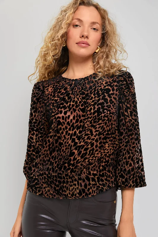 Leopard Velvet Burnout Carmen Blouse