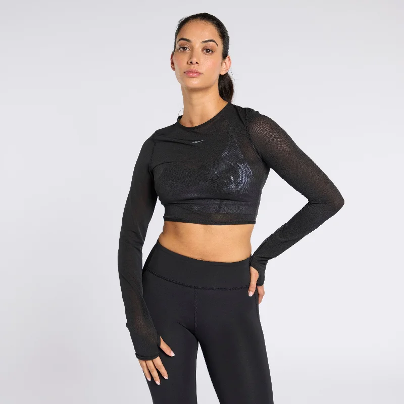 Studio Mesh Ls Top Black