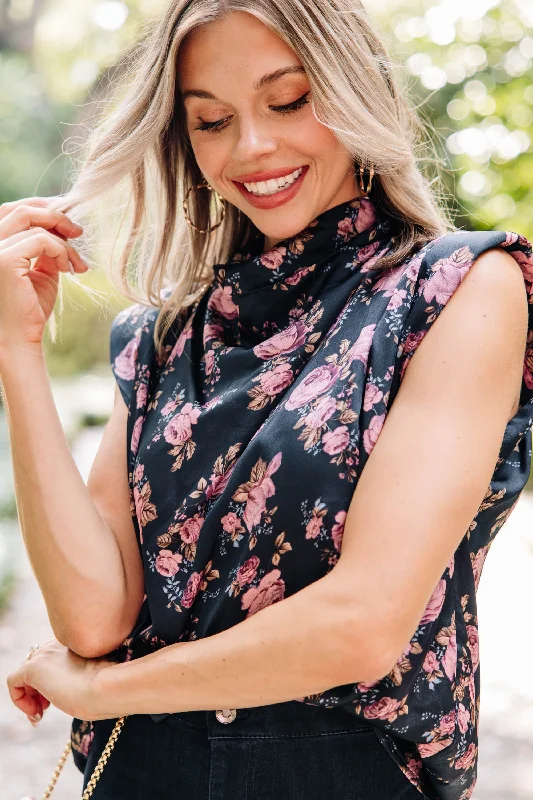 Ready To Go Navy Blue Floral Blouse