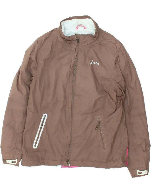 JOULES Womens Windbreaker Jacket UK 14 Large  Brown Polyester