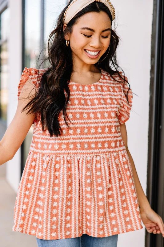 Rested And Relaxed Dusty Rose Embroidered Babydoll Top