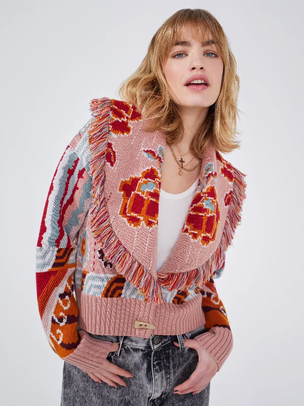 Tibetan Tiger Merino Jacquard Bomber Pink