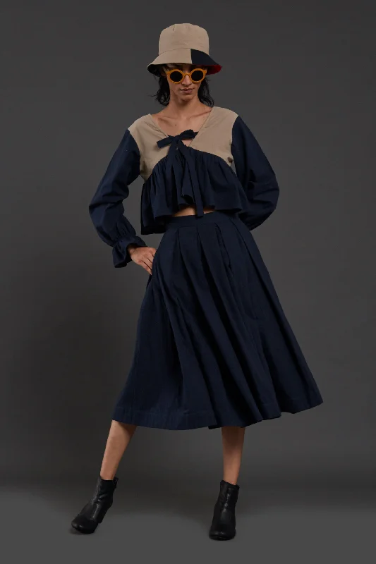 Navy Blue Pleated Skirt