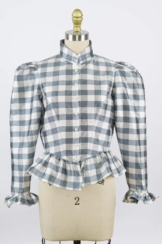 One-Of-A-Kind Grace Blouse in Vintage Gray & White Gingham