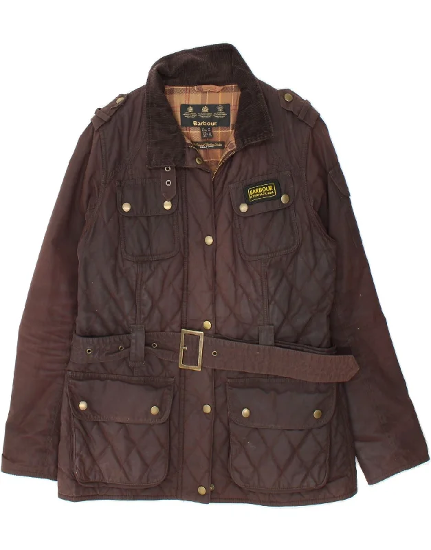 BARBOUR Womens Quilted Waxed Cotton Jacket UK 14 Large  Brown Cotton