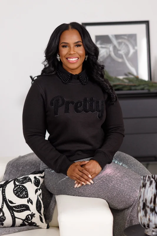 Black Pretty Chenille Sweatshirt