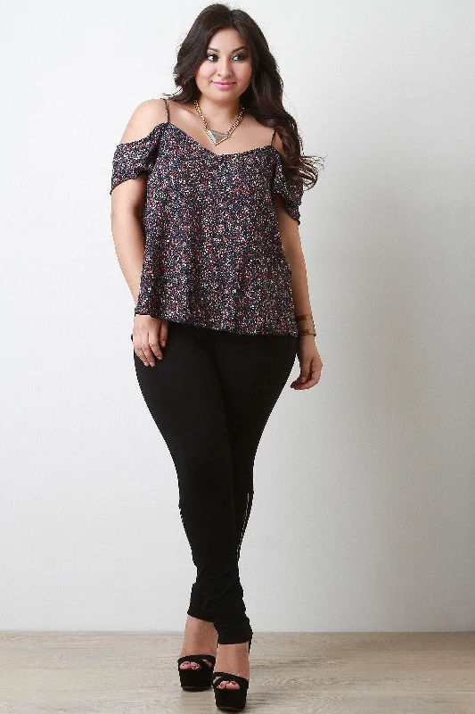 Tiny Florals Open Shoulder Top