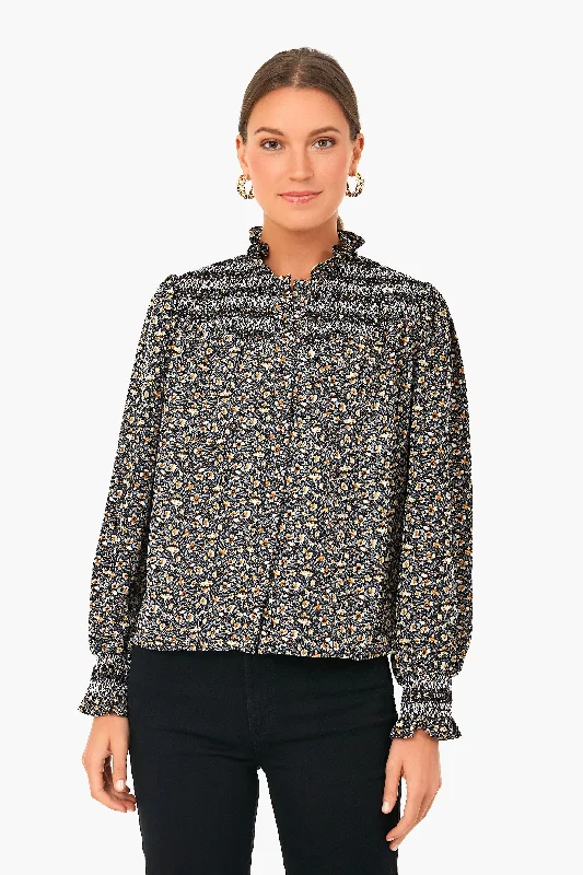 Black Floral Long Sleeve Nicole Shirt