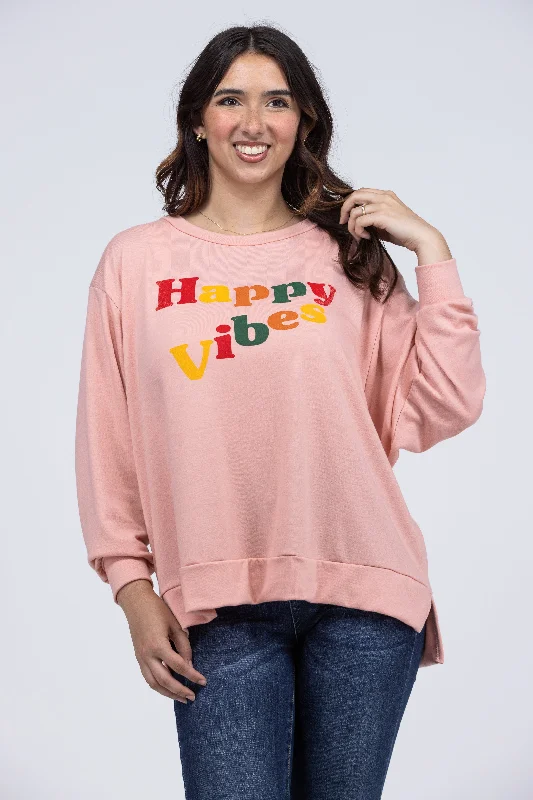 Happy Vibes Graphic Long Sleeve Top * Final Sale*