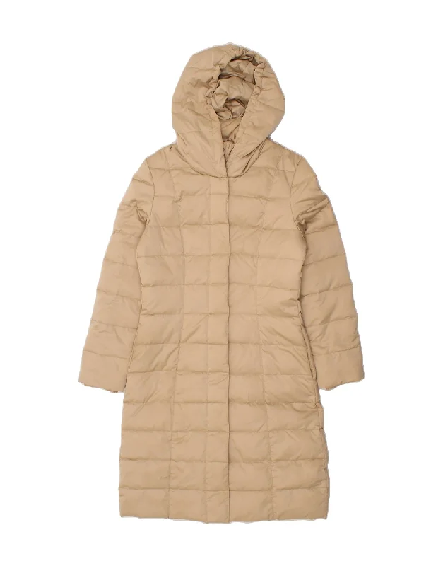 SISLEY Womens Hooded Padded Coat UK 10 Small Beige Polyester