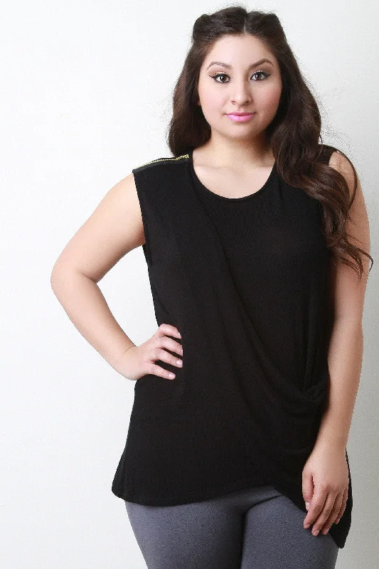 Sleeveless Asymmetrical Draping Top