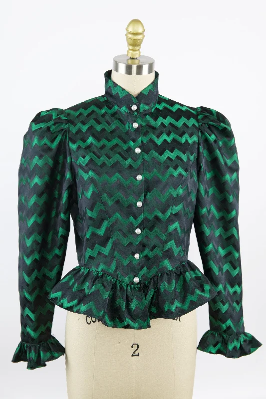 One-Of-A-Kind Grace Blouse in Vintage Green Silk