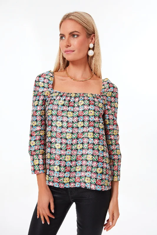 Punchy Jacquard Pink Emilie Blouse