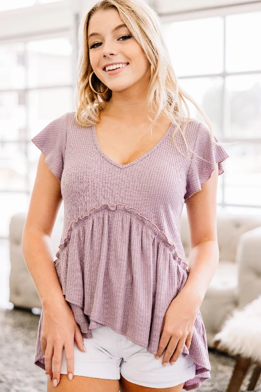 Stay In View Lavender Purple Ruffled Top