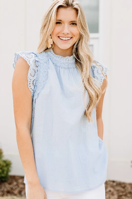 Ongoing Love Blue Eyelet Top