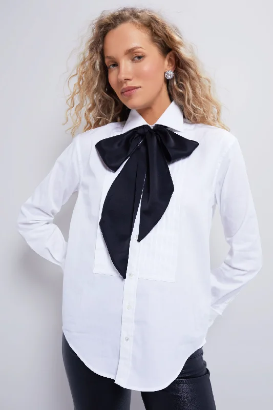 White Long Sleeve Button Front Blouse