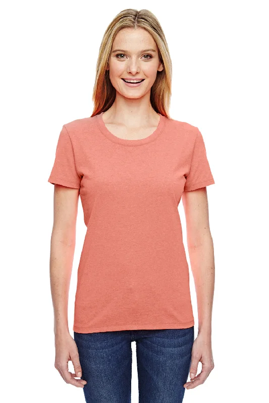 Fruit Of The Loom Womens HD Jersey Short Sleeve Crewneck T-Shirt - Heather Retro Coral - Closeout