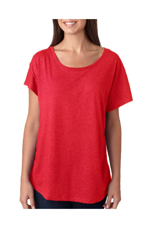 Next Level Womens Dolman Jersey Short Sleeve Scoop Neck T-Shirt - Vintage Red - Closeout