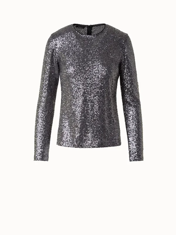 Sequins Jersey Round Neck Top