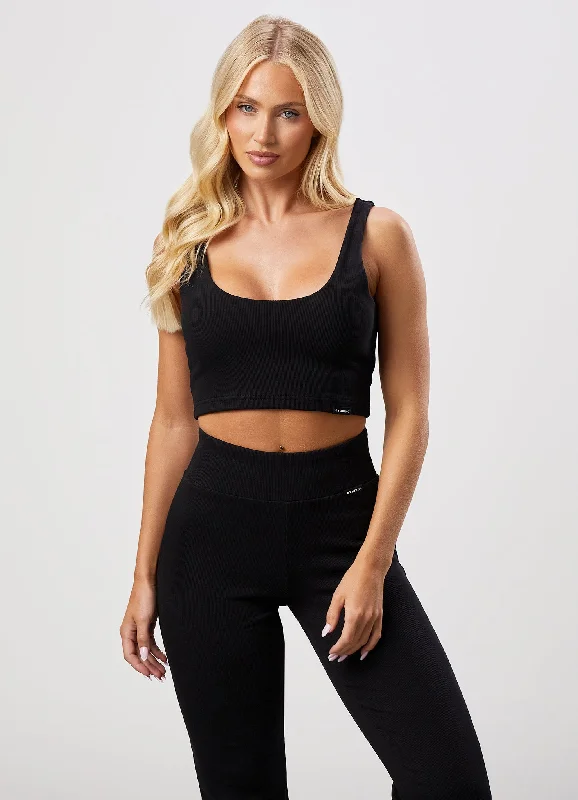 Gym King 365 Rib Scoop Neck Bralette - Black