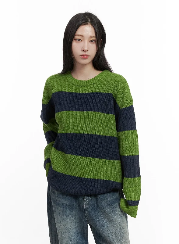 Mixed Color Striped Oversize Knit CS430