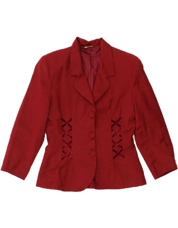 SHARI Womens 3 Button Blazer Jacket IT 46 Large Red Wool