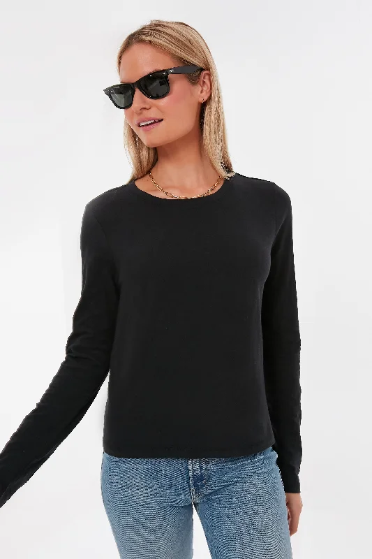 Black Modern Slub Long Sleeve Tee