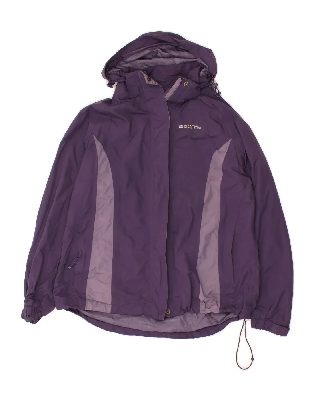 MOUNTAIN WAREHOUSE Womens Hooded Rain Jacket UK 18 XL Purple Colourblock