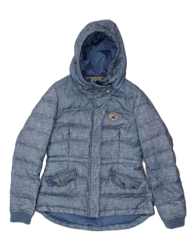 CONVERSE Womens Hooded Padded Jacket UK 10 Small Blue