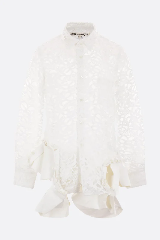 lace shirt with faux leather ruffles