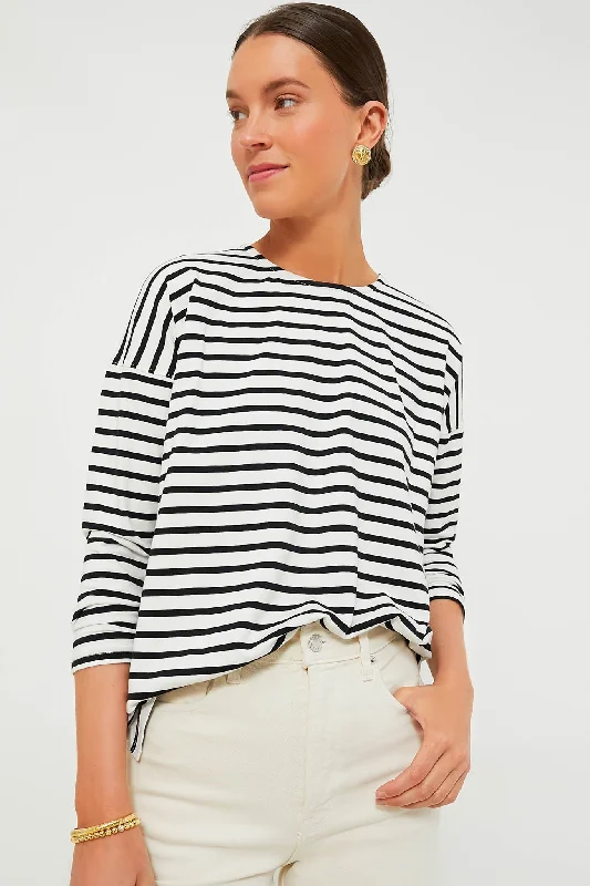 Black and White Stripe Kayne Tee