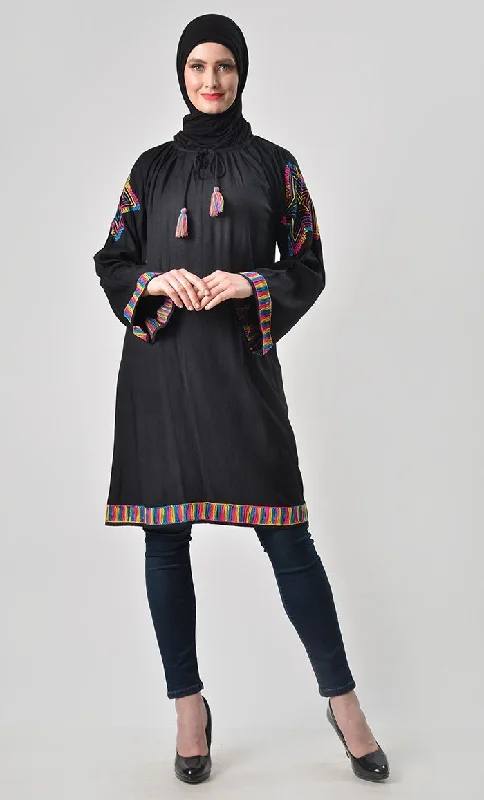 Rainbow Thread Embroidered Tunic