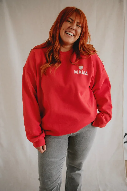 The Mama Heart Pullover Sweatshirt - Red