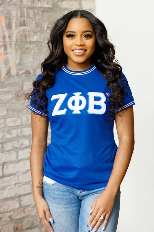 ΖΦΒ Striped Trim Chenille Tee