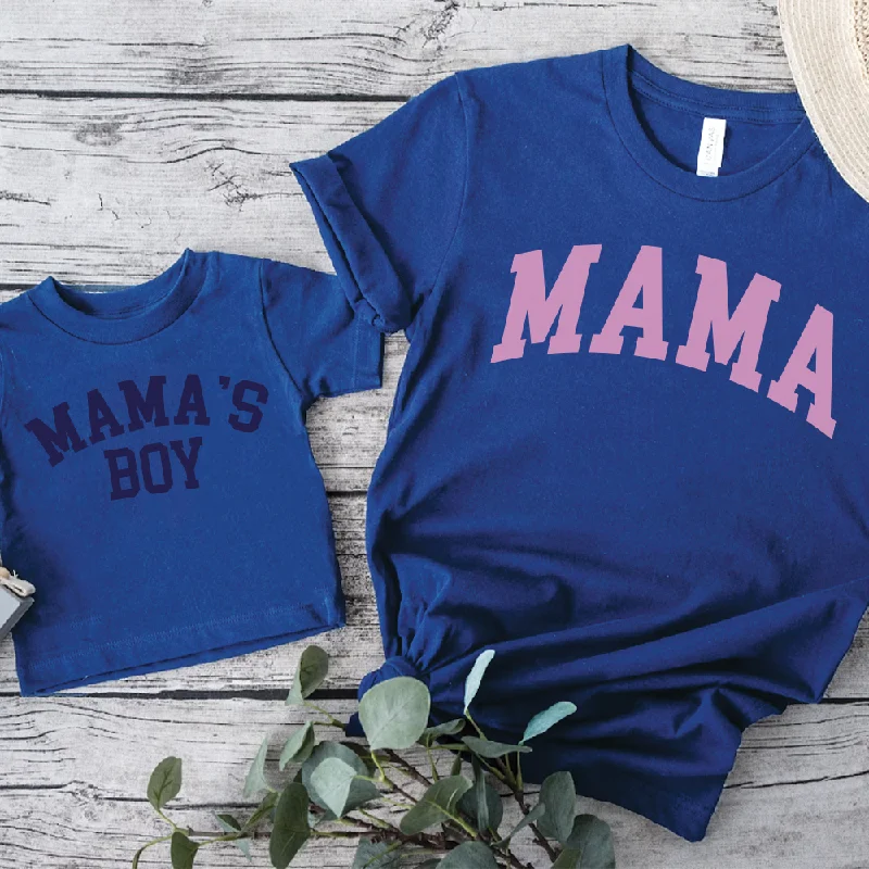 Mama & Mama's Boy College Matching Royal Blue T-Shirts