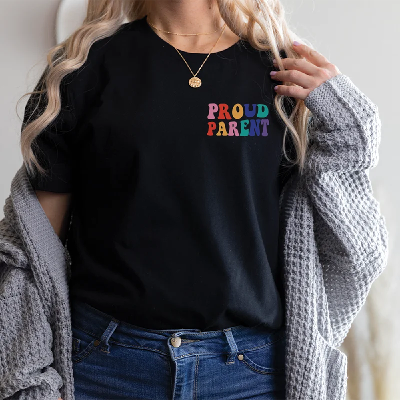 Proud Parent Pride Pocket Logo Black T-Shirt