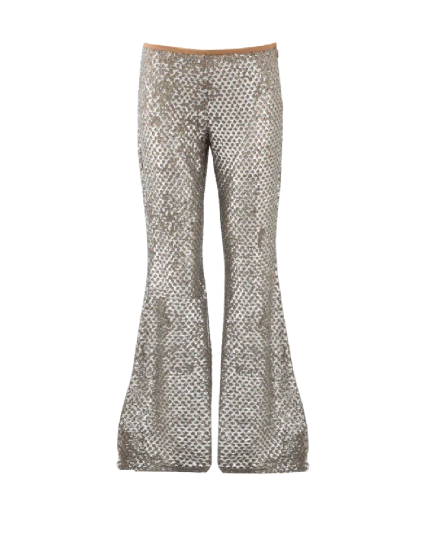 Sequin Mesh Flare Pant