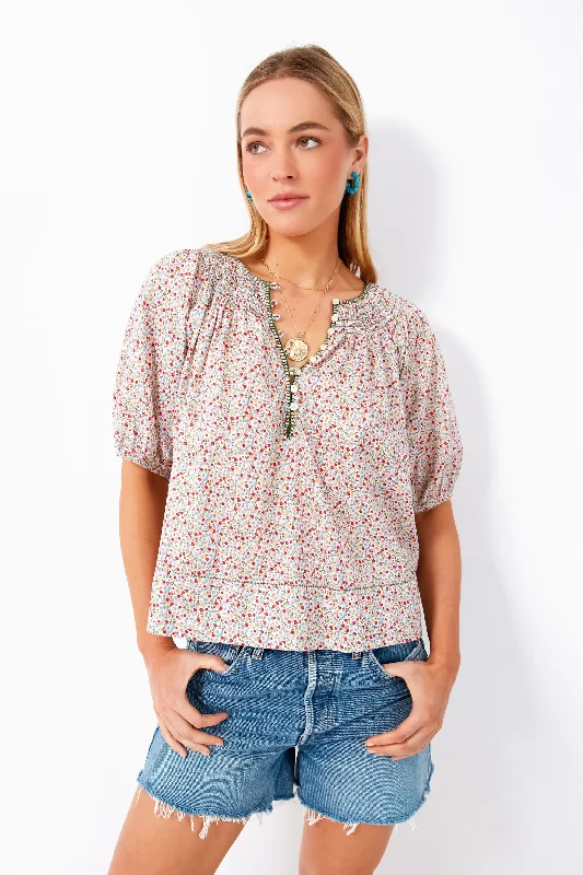 Cream Mini Wild Flower Print The Honey Top