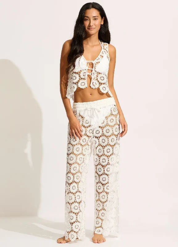 Secret Garden Side Split Pant - White